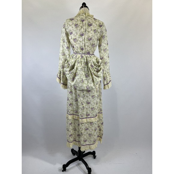 RARE Vintage 1970s Gunne Sax Floral Bustle Prairie Dress - Picture 3 of 10